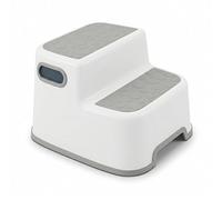DIVCHI Double Step Stool for Kids Non-Slip Toddler Steps 2-Up Bathroom Stools with Carry Handles For Potty Training Bathroom & Kitchen Use (Grey)