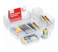DIVCHI Drawer Organiser Trays 25 Pack - Clear Plastic Drawer Organizers Set for Kitchen, Bathroom & Desk | Makeup Drawer Organiser Tray | Storage Organiser| Vanity Table Accessories & Storage Trays