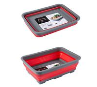 DIVCHI Folding Washbasin Collapsible Washing Up Bowl Retractable Portable Thickened Travel Washbasin Wash Foam Foot Travel Outdoor Car Laundry Washing Basin (Red/Grey)