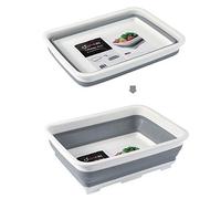 DIVCHI Folding Washbasin Collapsible Washing Up Bowl Retractable Portable Thickened Travel Washbasin Wash Foam Foot Travel Outdoor Car Laundry Washing Basin (Grey/White)