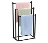 DIVCHI Freestanding Towel Rail - 3 Tier Towel Drying Stand, Black | Staggered Design Stable Floor Towel Rack, Space Saving Storage for Bathroom, Bedroom and Laundry