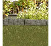 DIVCHI Grey Stone Effect Lawn Edging 10 Pcs Cobblestone Garden Border Flower Bed & Grass Path Garden Edging Fencing Plastic