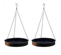 DIVCHI Hanging Bird Feeder Tray - Set of 2 Plastic Hanging Feeders with Chain & Hook for Garden & Balcony, Wild Bird Seed Tray for Outdoor Use