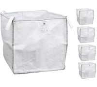 DIVCHI Heavy Duty FIBC Bulk Builders Bags - 1 Tonne Industrial-Grade Woven Rubble & Storage Sacks with Handles | No Logo | Durable Jumbo Sack for Construction, Garden & DIY Use (Pack of 5 (No Logo))