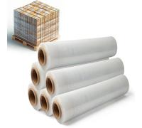 DIVCHI Heavy Duty Strong Pallet Stretch Wrap Shrink Wrap Packaging Cling Film Plastic Pallet Stretch Wrap For Moving Home Furniture Luggage and Parcel (400mm x 250m, Pack of 6)