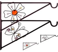 Divchi Home Grown Planting 2X Garden Wall Brackets Hanging Basket Brackets Metal Wall Bracket Gardening Decorative Flower And Butterfly