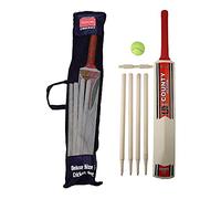 DIVCHI Kids Cricket Set Rubber Grip Wooden Bat With 4 Stumps & And Soft Ball In Mesh Carry Bag (Size 5, Age - 8-12 Years)