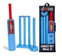 DIVCHI Kids Plastic Cricket Set Size 3 with Bat, Ball & Stumps - Lightweight Outdoor Garden Cricket Kit with Carry Bag