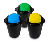 DIVCHI Kitchen Bin With Swing Lid | Trash Can | Recycling Bin | Plastic Dustbin | Garbage| Rubbish | Waste Utility | Wastebasket | Home | Bathroom | Office | 30 Litre (Pack Of 3)