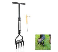 DIVCHI Lawn Aerator Manual Heavy Duty Coring Aeration Tool With 4 Hollow Spikes & Long T-handle For Compacted Soils And Lawns Garden Tool