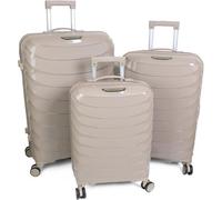 Divchi Luggage Sets 3 Piece Hard Shell Expandable Suitcases Lightweight Travel Trolley Suitcase W/ Spinner Wheels Tsa Lock Beige