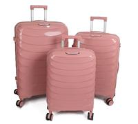 DIVCHI Luggage Sets 3 Piece Hard Shell Expandable Suitcases Lightweight Travel Trolley Suitcase with Spinner Wheels TSA Lock Telescopic Handle (Pink)
