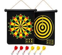 DIVCHI Magnetic Dartboard for Kids Two Side Board Game Set with 6pcs Darts Hanging Roller Up Safe Dartboard for Indoor Outdoor Family Game for Boy Toys Kids Gift