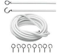 DIVCHI Net Curtain Wire And Hooks Set - 2 Meter Curtain Wire Kit With 4 Eyes & 4 Hooks - A Multipurpose Wire Suitable For Net Curtains For Windows - Durable Wire Set for Window Net Curtain