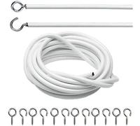 DIVCHI Net Curtain Wire And Hooks Set - 3 Meter Curtain Wire Kit With 6 Eyes & 6 Hooks - A Multipurpose Wire Suitable For Net Curtains For Windows - Durable Wire Set for Window Net Curtain