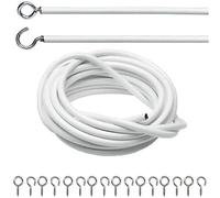 DIVCHI Net Curtain Wire And Hooks Set - 4 Meter Curtain Wire Kit With 8 Eyes & 8 Hooks - A Multipurpose Wire Suitable For Net Curtains For Windows - Durable Wire Set for Window Net Curtain