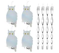 DIVCHI Owl Decoy for Pigeon Deterrent Hanging Outdoors Reflective Plastic Owls to Scare Pigeons to Keep Birds Away on Gardens with Bells 30cm 8 Pcs (Silver)
