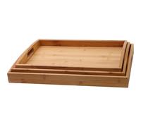 DIVCHI Pack of 3 Bamboo Serving Tray with Handles Wooden Breakfast