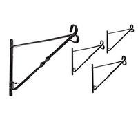 DIVCHI Pack of 4 Garden Hanging Basket Metal Wall Bracket - Twisted - UP TO 14" Baskets (14-Inch, Black)