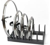 DIVCHI Pan Organiser For Cupboard Plastic Pot Lid Holder With 6 Sections | Pot Lid Organiser | Pan Storage Organizer | Pot & Pan Racks | Kitchen Accessories (Dark Grey)