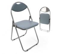 DIVCHI Paris Faux Leather Chair | Folds Up For Storage | Comfy And Durable | Realistic and Fashionable | Grey Colour