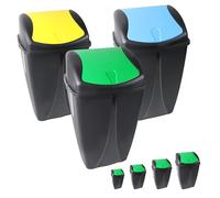 DIVCHI Plastic Flip Top Waste Bin - Removable Swing Lid Garbage Rubbish Kitchen Dustbins | Recycle Recycling Trash Can | Refused Bins For Home Bathroom Office Set Of 3 (Mini, 10L)