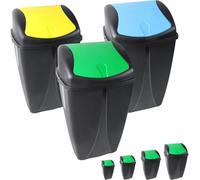 Divchi Plastic Flip Top Waste Bin - Removable Swing Lid Garbage Rubbish Kitchen Dustbins Recycle Recycling Trash Can Refused Bin
