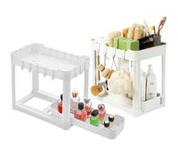 DIVCHI Plastic Under Sink Organizer with 2-Tier Pull-Out Baskets Sink Storage Units For Kitchen Bathroom Cabinet Storage Shelf Multi-Purpose Organisation Rack Pack of 2 (White)