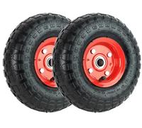 DIVCHI Pneumatic Wheel Air Filled Tires Metal 4.10/3.50-4" Heavy-duty Replacement Wheels For Wheelbarrows, Hand Truck, Utility Cart, Garden Cart, Buggies (Red, Pack Of 2)