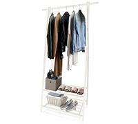 DIVCHI Portable Heavy Duty Garment Rack On Wheels With Two Shelves For Storage Enduring & Strong Clothes Rail For Bedroom Wardrobe Storage No Tools Needs (White)