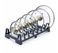 DIVCHI Pot Lid Holder Kitchen Organiser - 7 Slot Pan Lid Rack Lids, Plates & Chopping Boards, Compact Cupboard Storage Organiser (Grey)