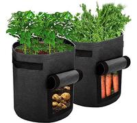 DIVCHI Potato Grow Bags 2 Pack - 10 Gallon Potato Growing Bags with Harvest Window & Handles, Reusable Grow Bags for Vegetables, Outdoor Potato Planters Black