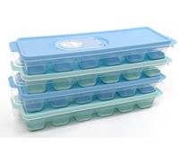 DIVCHI Random Colour 4 Pack Ice Cube Trays with Clear Removable Lid Easy Release, LFGB Certified and BPA Free Silicone Ice Cube Moulds for Freezer,Baby Food,Water,Other Drink