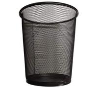 DIVCHI Round Trash Can Bin - 1 Pack Black Non-Slip Mesh Bins Waste Paper Bin Sturdy Metal Bin Indoor Waste Bin for Home Bedroom Office Bathroom Living Room & Kitchen (Black)