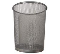 DIVCHI Round Trash Can Bin - 1 Pack Silver Non-Slip Mesh Bins Waste Paper Bin Sturdy Metal Bin Indoor Waste Bin for Home Bedroom Office Bathroom Living Room & Kitchen (Silver)