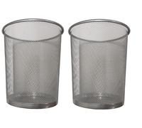 DIVCHI Round Trash Can Bin - 2 Pack Silver Non-Slip Mesh Bins Waste Paper Bin Sturdy Metal Bin Indoor Waste Bin for Home Bedroom Office Bathroom Living Room & Kitchen (Silver)