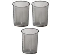 DIVCHI Round Trash Can Bin - 3 Pack Silver Non-Slip Mesh Bins Waste Paper Bin Sturdy Metal Bin Indoor Waste Bin for Home Bedroom Office Bathroom Living Room & Kitchen (Silver)