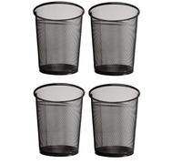 DIVCHI Round Trash Can Bin - 4 Pack Black Non-Slip Mesh Bins Waste Paper Bin Sturdy Metal Bin Indoor Waste Bin for Home Bedroom Office Bathroom Living Room & Kitchen (Black)