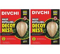 DIVCHI Set of 2 Wasp Repelling Decoy Nests Paper Hanging Deterrent Territorial Insect Protection