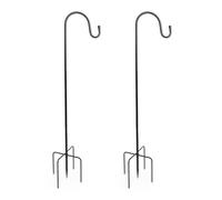 DIVCHI Shepherds Crook Hooks, 2 Pack 198.5cm Adjustable Height Shepherds Hooks with 5 Prong Base, Heavy Duty Garden Border Hook for Lanterns Birdfeeder Mason Jars Lights Weddings Plant Baskets