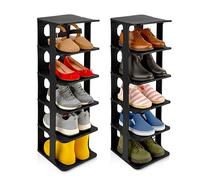 DIVCHI Shoe Rack 5 Tier Vertical Shoe Holder Stand Space-Saving Narrow Tall Footwear Organiser Shelves For Entryway & Living Room (Pack Of 2, Black)