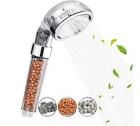 DIVCHI Shower Head Powerful Flow with Beads Filter Pressure Boosting Shower Head Spray with 3 Modes Water Saving Bathing for Adults Children Pets Home and Gym Use
