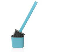 DIVCHI Toilet Brush, 1 Pack Bathroom Silicone Toilet Brushes and Holder Set with No-Slip Long Plastic Handle and Soft Flexible Bristles, Toilet Brushes with holders and Base for Anti-drip (Blue)
