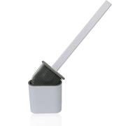 DIVCHI Toilet Brush, 1 Pack Bathroom Silicone Toilet Brushes and Holder Set with No-Slip Long Plastic Handle and Soft Flexible Bristles, Toilet Brushes with holders and Base for Anti-drip (White)