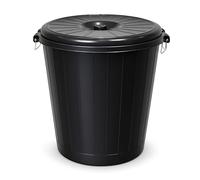 DIVCHI Trash Can for Kitchen 70L Plastic Dustbin for Office | Indoor Outdoor Waste Bin with Side Handles & Steel Lock Large Capacity Rubbish Container for Home Office Bathroom & Laundry (Black, 70L)