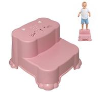 DIVCHI Two-Step Stool For Kids Slip Ressistant Rubber Grip Nursery Step Stools Lightweight Portable Potty Training Stool With Non Slip Base For Bathroom & Kitchen (Pink)