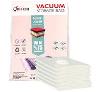 DIVCHI Vacuum Storage Bags 6 Pack - Save Space and Organize Clothes, Bedding, Towels, Duvets & Pillows - Air Suction Bag with Secure Double Zip + Valve, Jumbo (90cm x 120cm)