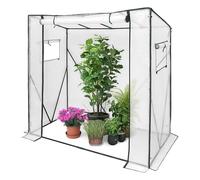 DIVCHI Walk-In Garden Greenhouse Tomato Greenhouse Tent With Roll-Up Zippered Door UV Resistant PE Cover, Durable Rust-Proof Steel Frame Plants Shed for Garden & Backyard (White)