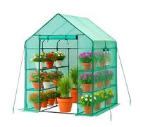 DIVCHI Walk-In Greenhouse 3 Tier 6 Shelves Roll-Up Zip Panel Door Heavy Duty Garden Grow House with PE Cover for Indoor & Outdoor Use | Green House | Growhouse