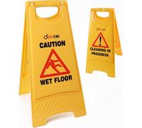 Divchi Warning Caution Wet Floor Sign Yellow Cleaning In Progress Floor Sign Printed On The Other Side Mini Wet Floor Sign